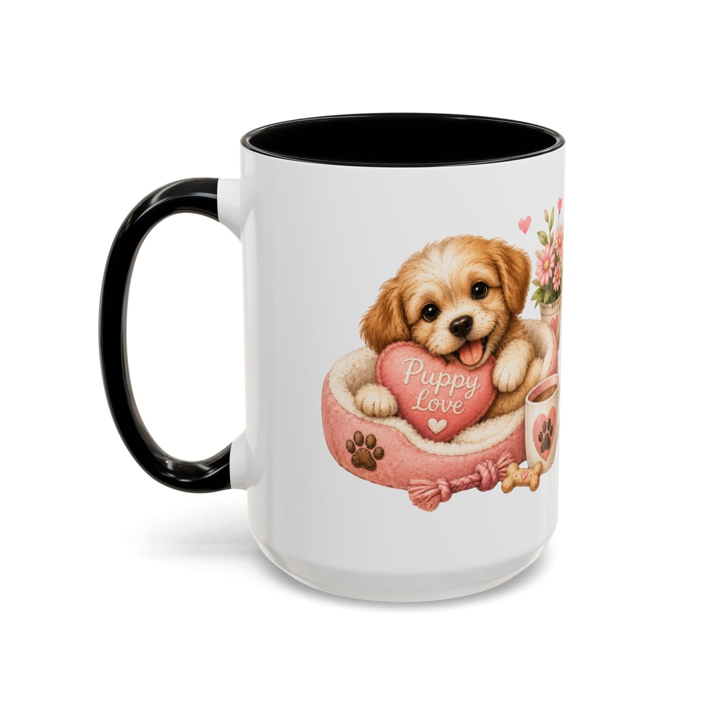 Puppy Love Coffee Mug — Cute Dog Heart Accent Mug (11/15oz)