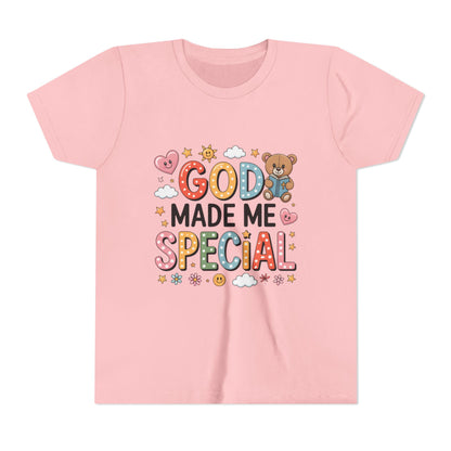 Youth Tee — "God Made Me Special" Cute Christian Kids T-Shirt