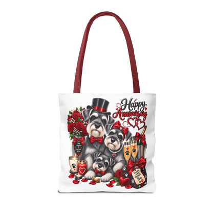 Anniversary Schnauzer Tote Bag — "Happy Anniversary" Romantic Floral Gift