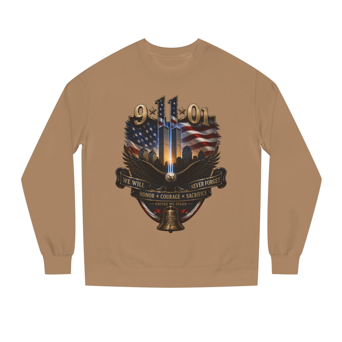 9/11 Memorial Sweatshirt — We Will Never Forget Tribute Crewneck
