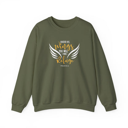 Under His Wings You Will -find Refuge Psalm 91:4 Sweatshirt