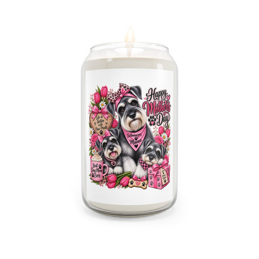 Mother’s Day Scented Soy Candle — Cute Schnauzer Dogs Design, 13.75 oz