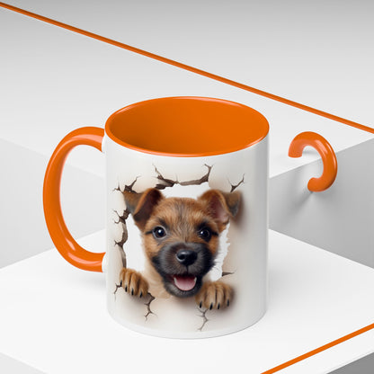 Puppy Peeking Accent Coffee Mug – Cute Dog Lover 11/15oz