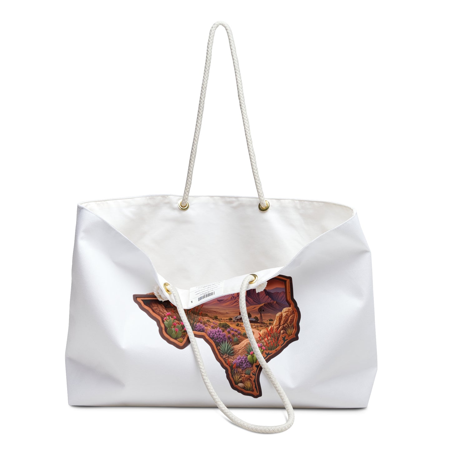 Texas Desert Sunset Weekender Bag — Scenic State Outline Travel Tote