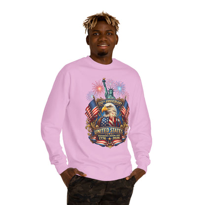 250th Anniversary United States Sweatshirt — Patriotic Eagle, Flags & Fireworks (1776–2026)