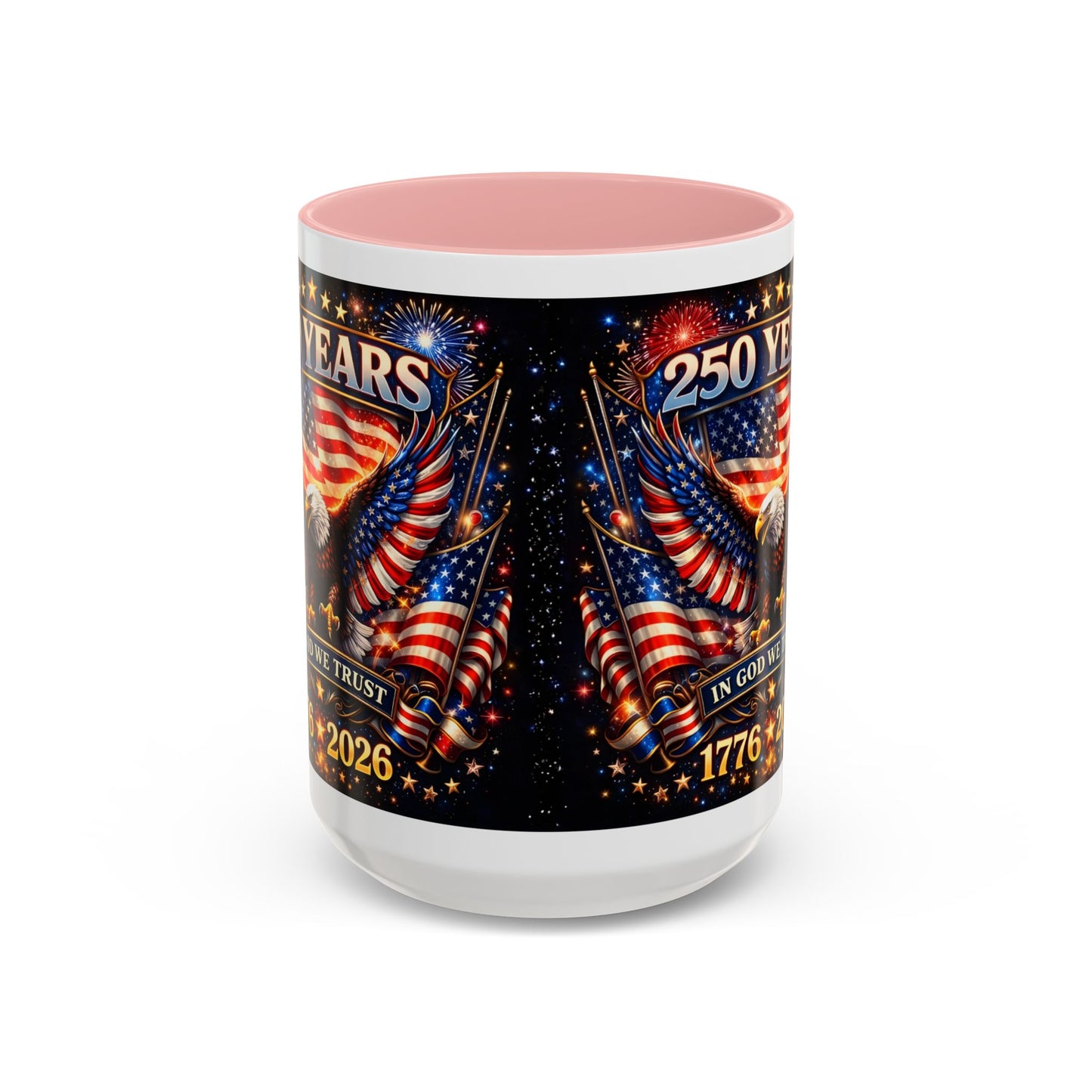 250 Years Patriotic Coffee Mug — In God We Trust 1776–2026