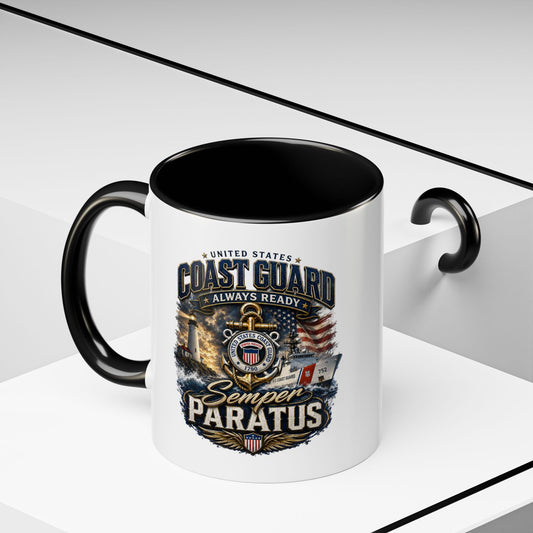 Coast Guard Semper Paratus Accent Coffee Mug – Patriotic Military Gift (11/15oz)