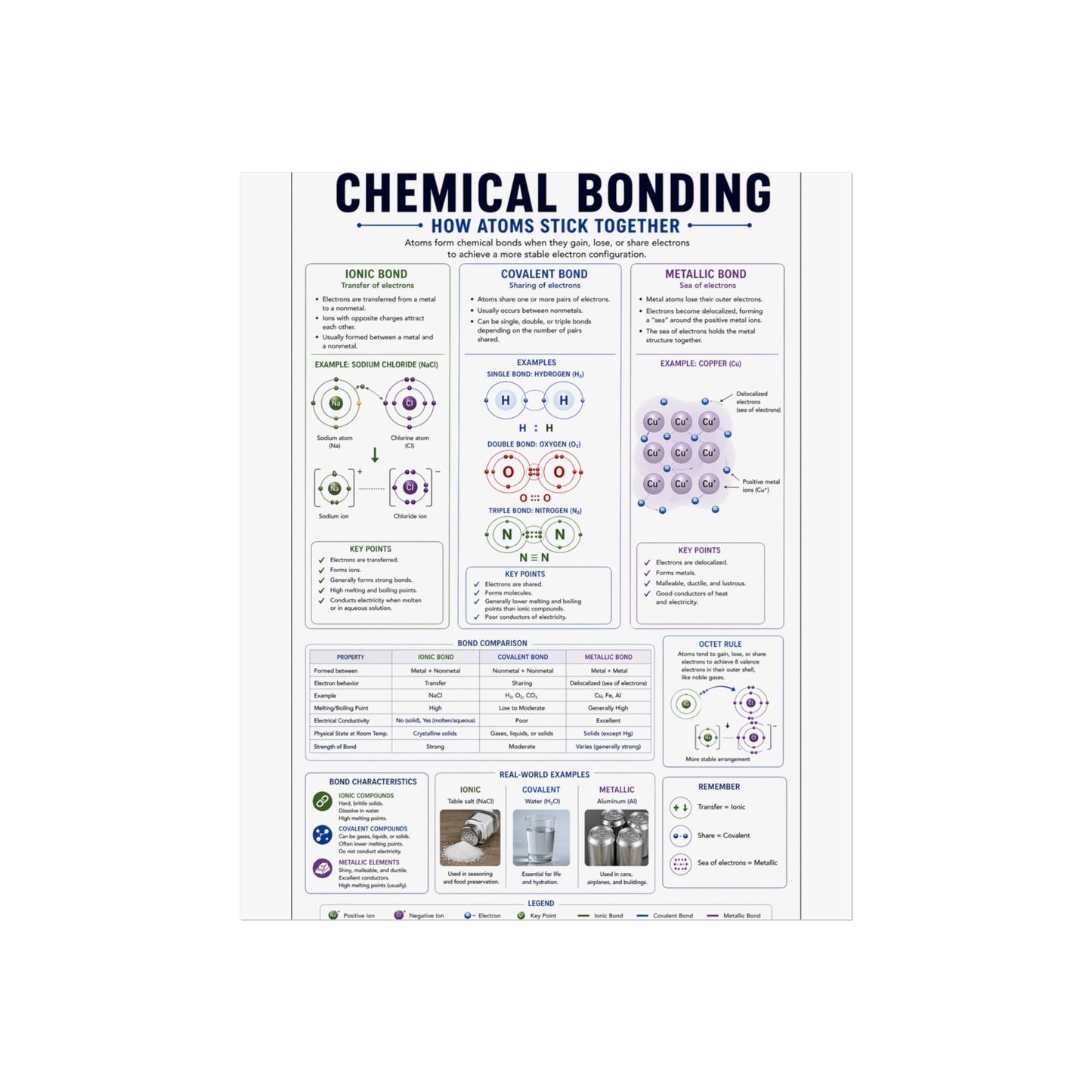 Chemical Bonding Educational Poster — Fine Art Science Print