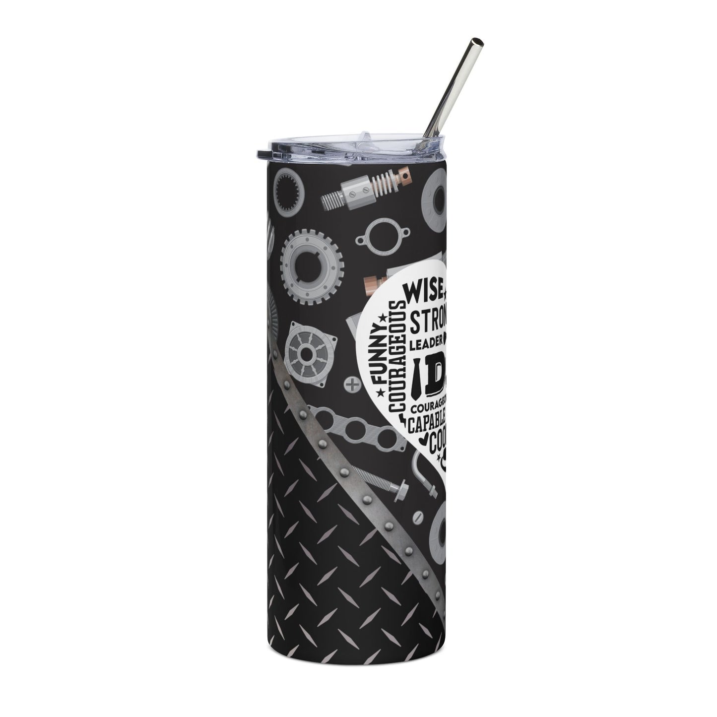Dad Word Cloud 20oz Stainless Steel Tumbler — Mechanic Gear Design