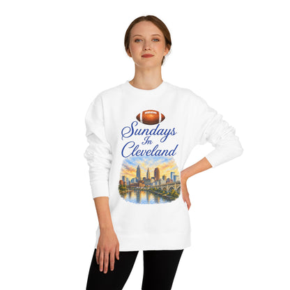 Sundays in Cleveland Football Crewneck Sweatshirt — Cleveland Skyline Game Day Pullover