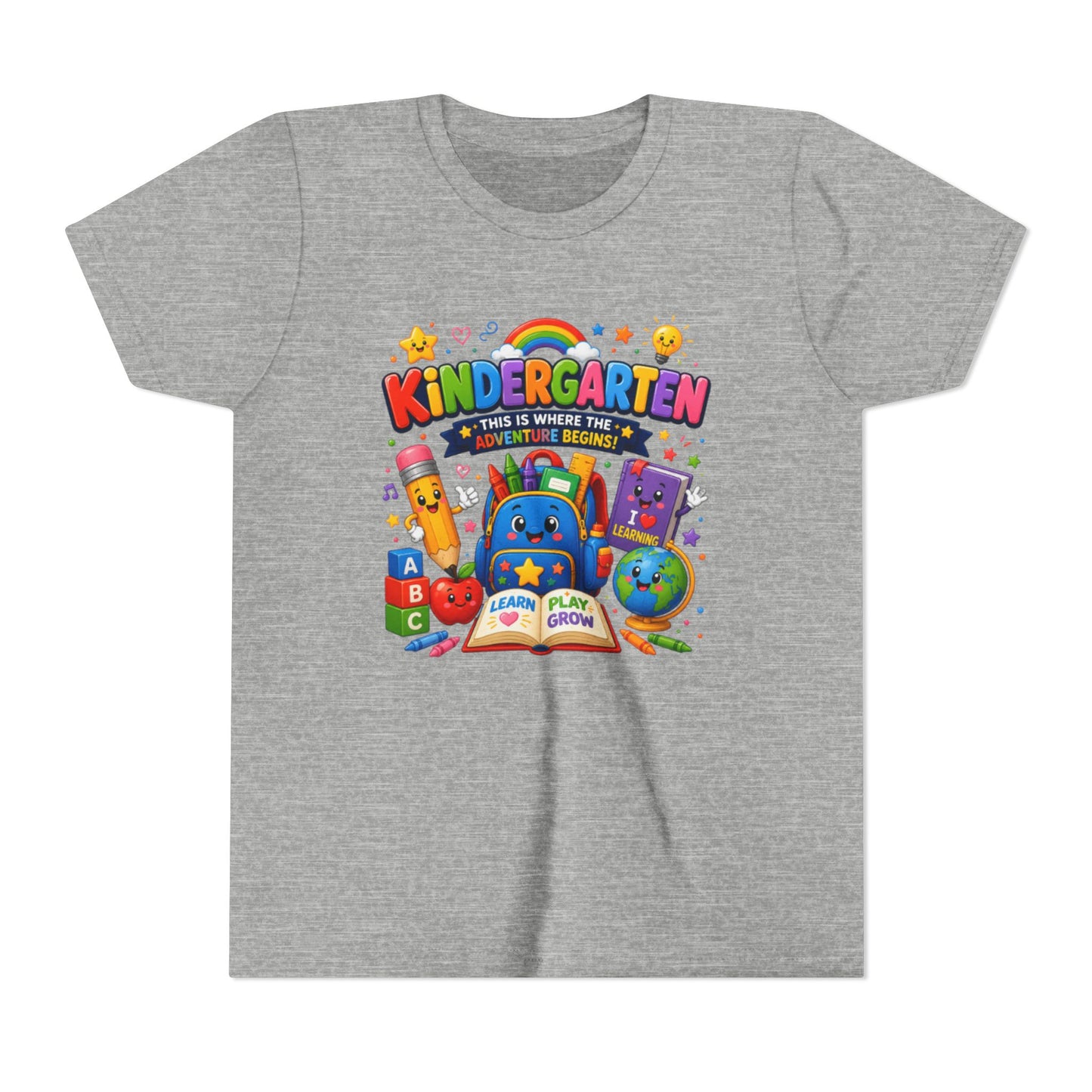 Kindergarten Kids T‑Shirt — 'Kindergarten: This Is Where the Fun Begins' Colorful Back-to-School Tee