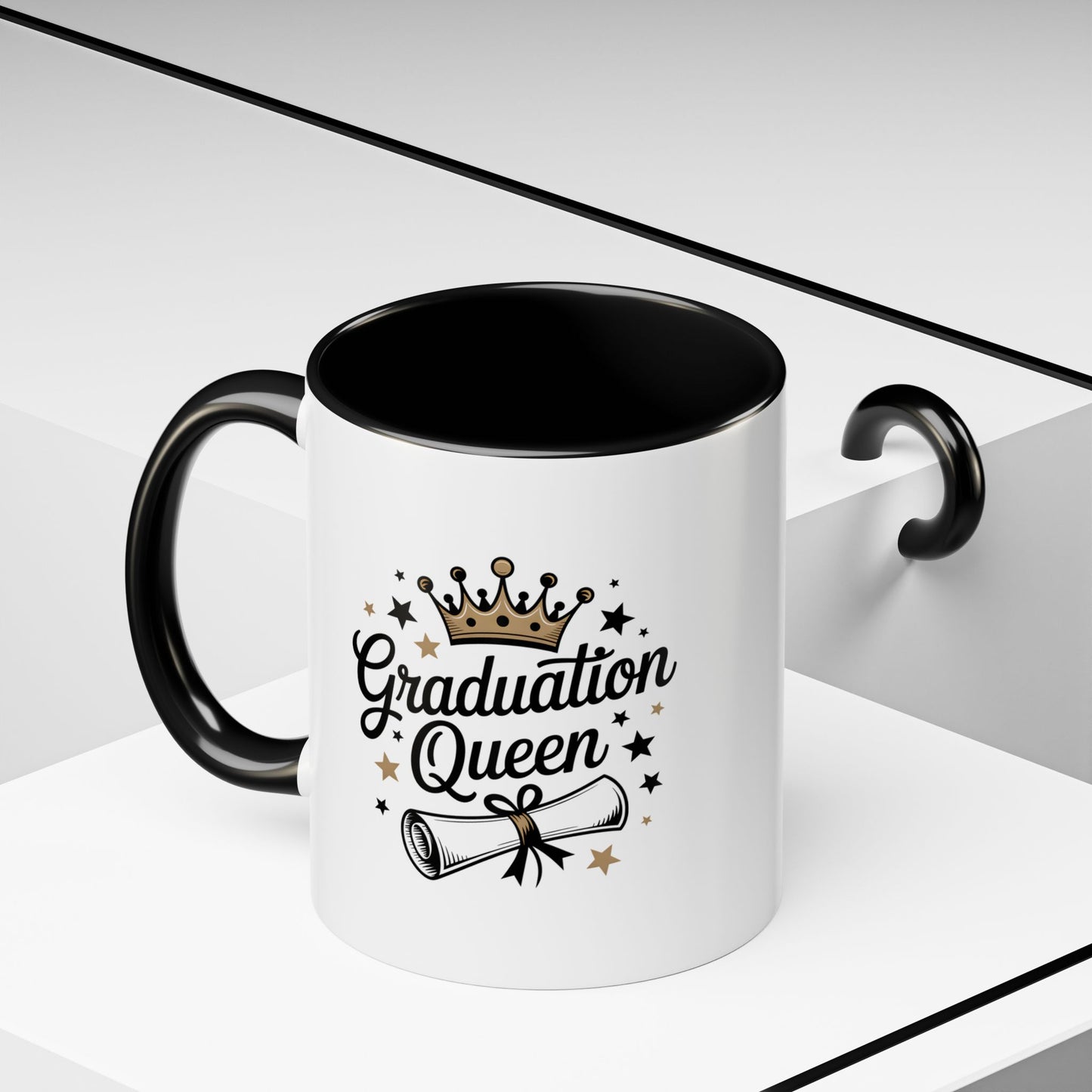 Graduation Queen Accent Coffee Mug — 11/15oz Ceramic Gift with Crown & Diploma Design