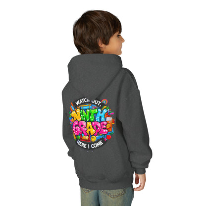 Kids' 4th Grade Hoodie – "Watch Out 4th Grade Here I Come" Colorful Back-to-School Sweatshirt