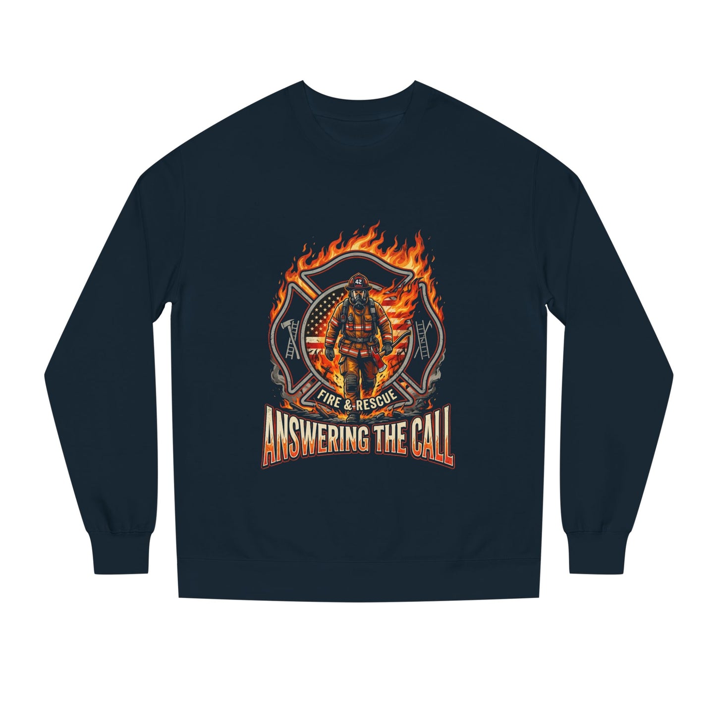 Firefighter Crewneck Sweatshirt — 'Answering the Call' Fire & Rescue Design