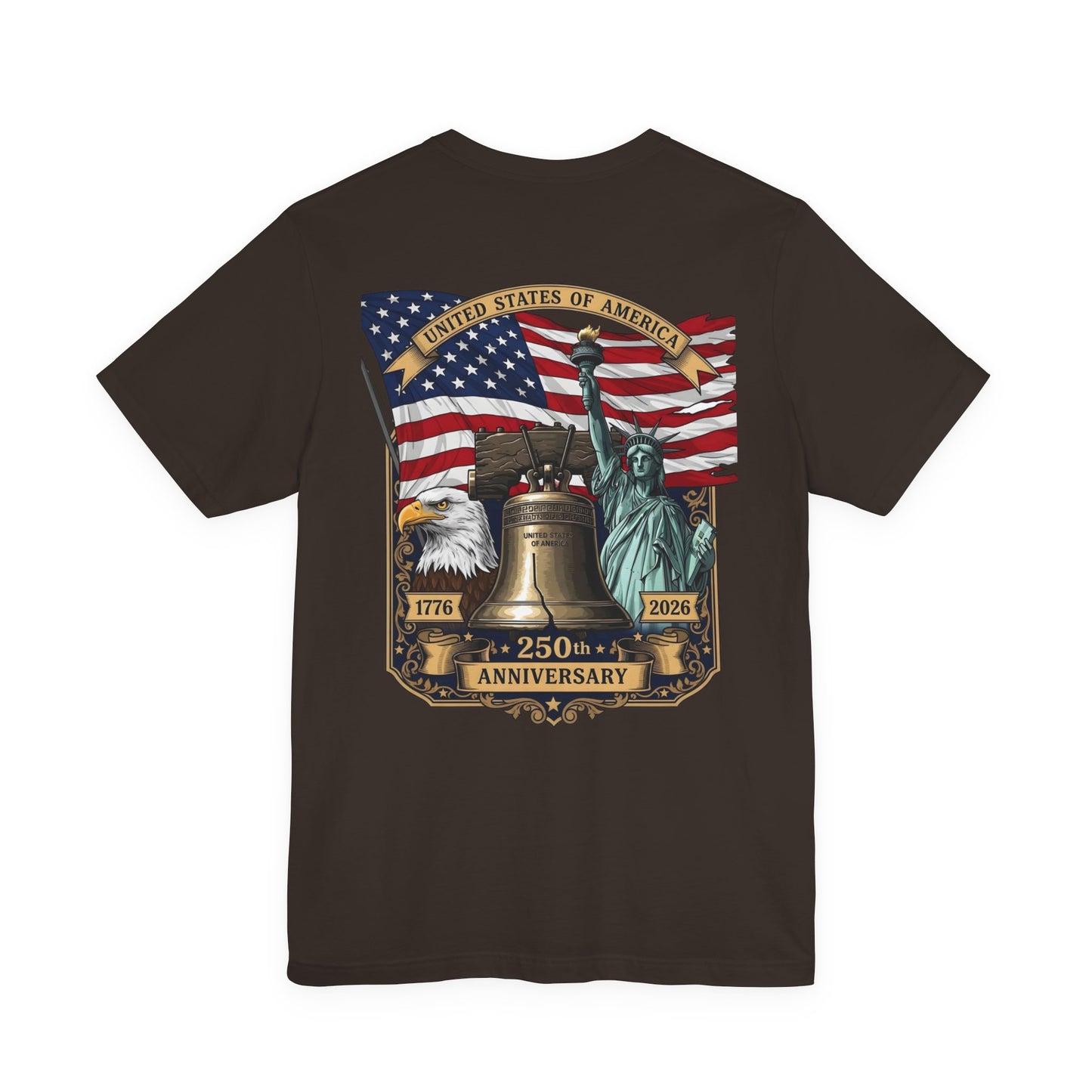 Patriotic 250th Anniversary T-Shirt - Liberty Bell, Bald Eagle & Statue of Liberty
