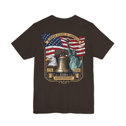 Patriotic 250th Anniversary T-Shirt - Liberty Bell, Bald Eagle & Statue of Liberty