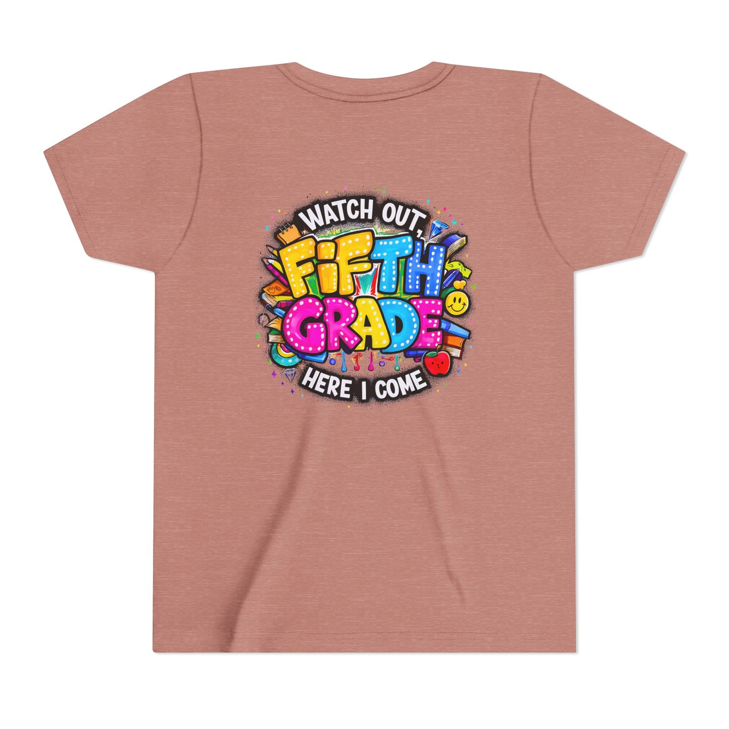 Fifth Grade T‑Shirt for Kids - "Watch Out Fifth Grade Here I Come" Back-to-School Tee