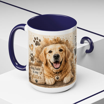 Dog Lover Coffee Mug — "Happiness is a Wet Nose, Wagging Tail" Accent Mug