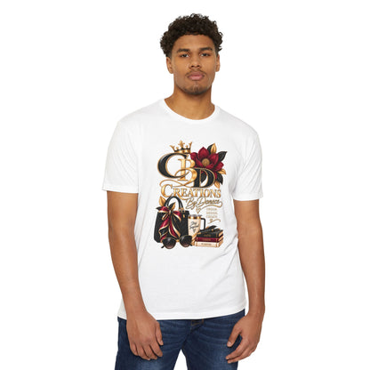 T‑Shirt — CBD Creations Floral Logo Tee (Books, Crown & Coffee Design)