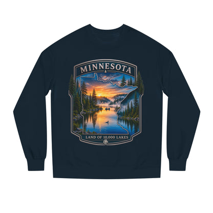 Minnesota Lakes Crewneck Sweatshirt — 'Land of 10,000 Lakes' Sunset Scenic Sweatshirt