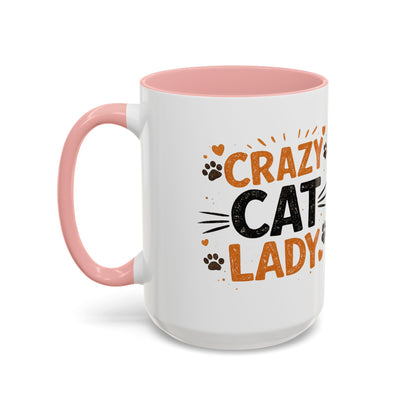 Cat Mug — "Crazy Cat Lady" Cute Kitten Accent Coffee Mug (11/15 oz)