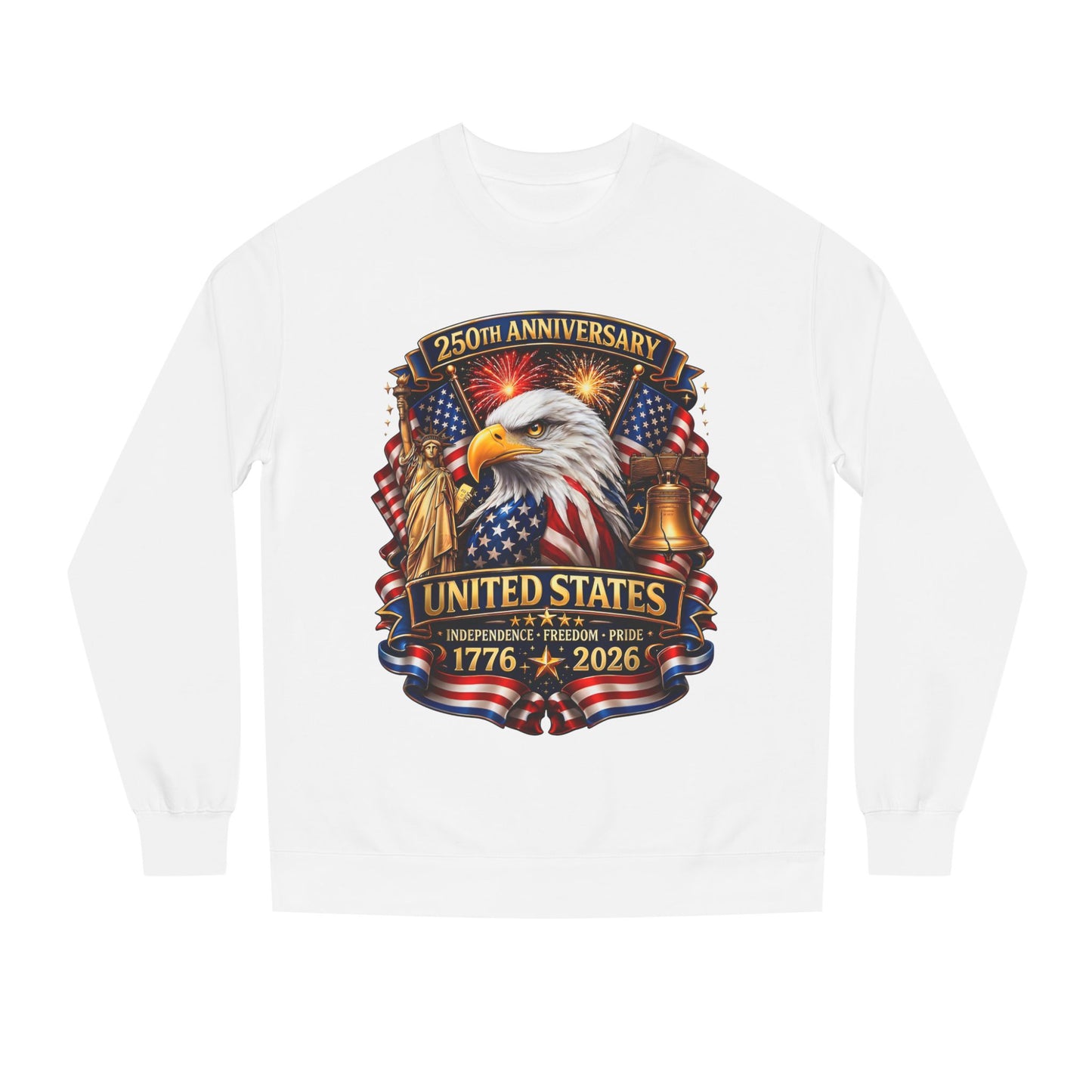 250th Anniversary United States Crewneck Sweatshirt — Eagle & American Flag 1776–2026