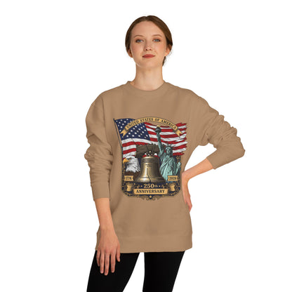 Liberty 250th Anniversary Sweatshirt — American Flag, Liberty Bell & Statue of Liberty Graphic