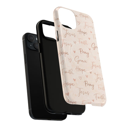 Christian Words Tough Magnetic Phone Case — Hope Pray Grace Jesus Faith