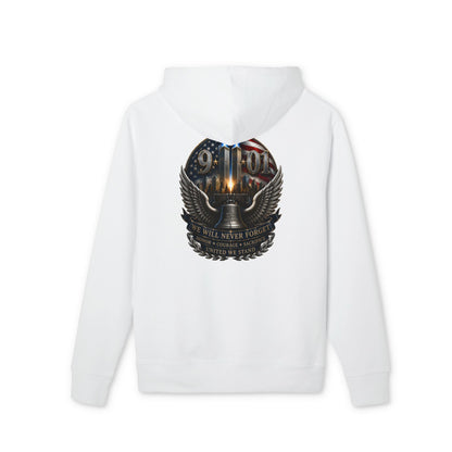 9/11 Never Forget Hoodie — Memorial American Flag Skull Design
