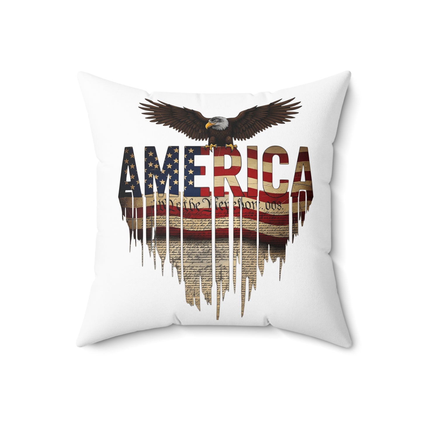 Patriotic Eagle "America" Flag Square Pillow