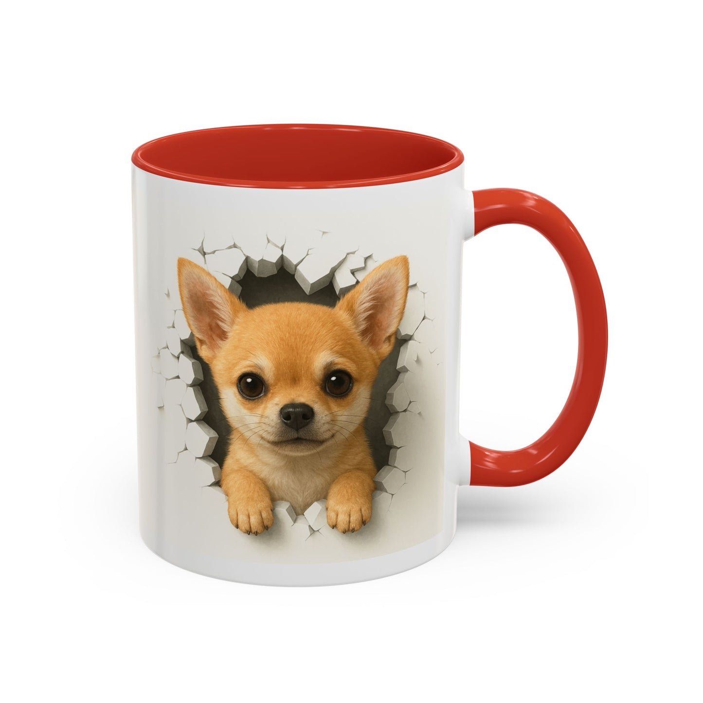Chihuahua Peek-A-Boo Accent Coffee Mug – Cute Dog Lover Gift (11/15 oz)