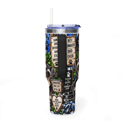 Miniature Schnauzer Dad 40oz Vacuum Tumbler – Insulated Travel Mug with Straw