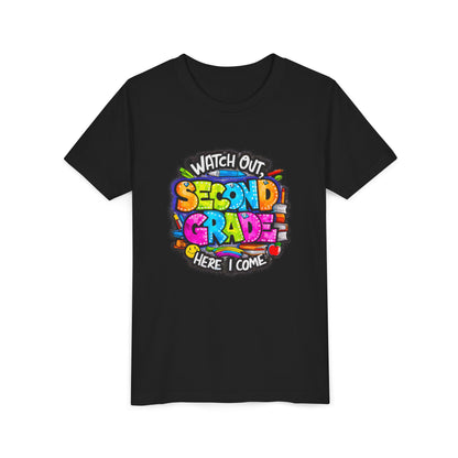 Second Grade Kids Tee - "Watch Out Second Grade Here I Come" Colorful Back-to-School Shirt
