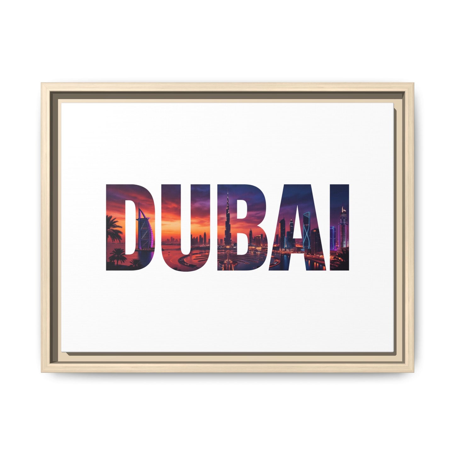 Dubai Photo-Text Matte Canvas Framed Wall Art