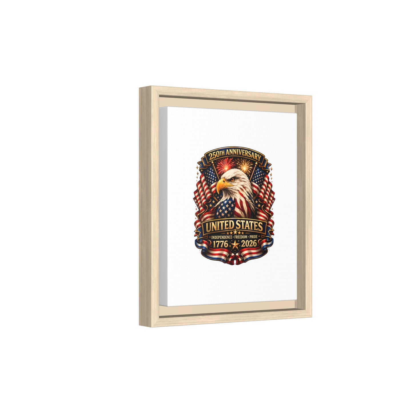 Patriotic Eagle 250th Anniversary Framed Canvas Print — United States 1776–2026