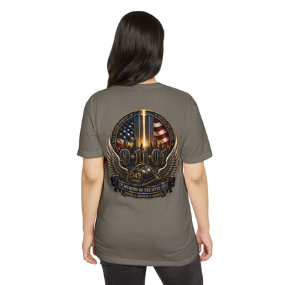 9/11 Memorial T-Shirt — In Memory of the Lives Lost Patriotic Firefighter Tribute