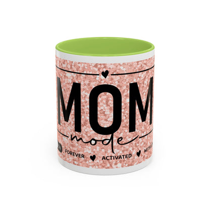 Mom Mode Glitter Accent Coffee Mug – 'Mom Mode' Rose Gold Sparkle (11/15oz)