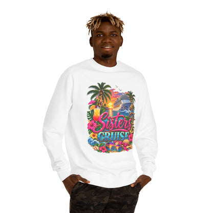 Sisters Cruise Sweatshirt — Tropical Sunset Cruise Graphic Crewneck