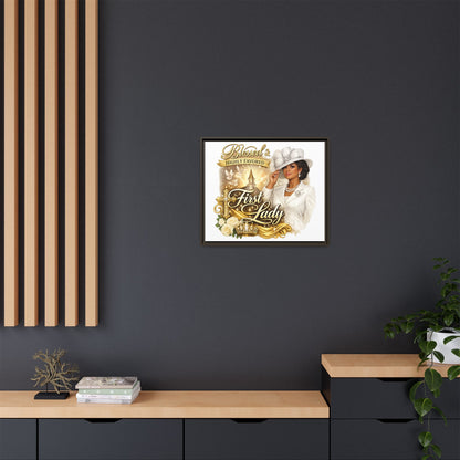 Blessed & Highly Favored First Lady Matte Canvas Wall Art — Framed Spiritual Christian Decor