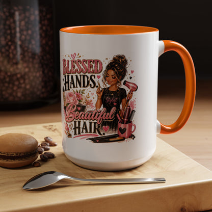Blessed Hands Beautiful Hair Coffee Mug — Stylist Barber Hairdresser Gift