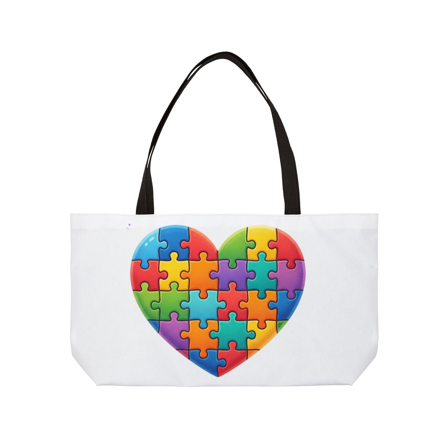 Puzzle Heart Weekender Tote — Colorful Autism Puzzle Piece Heart Travel Bag