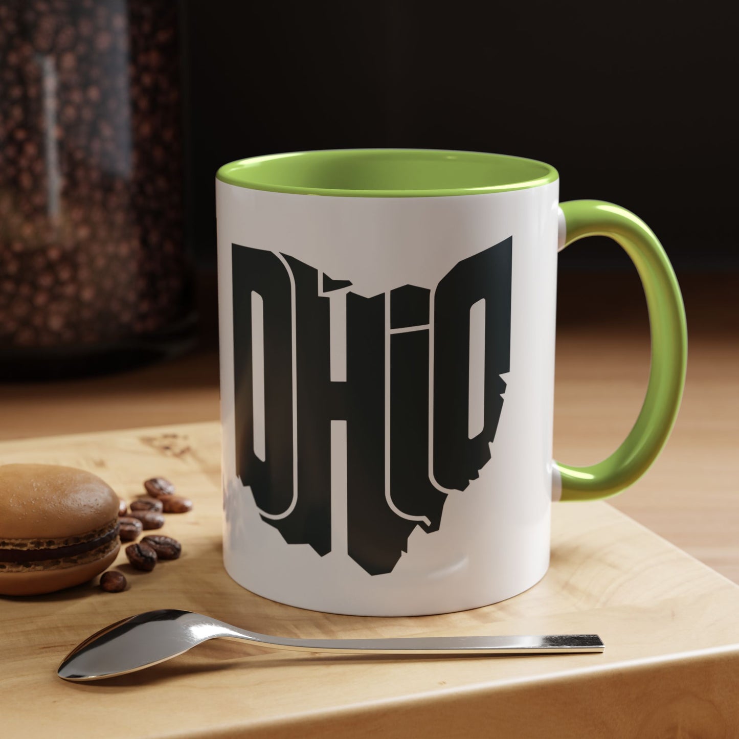 Ohio State Outline Accent Coffee Mug – Black Handle & Interior