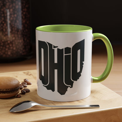 Ohio State Outline Accent Coffee Mug – Black Handle & Interior