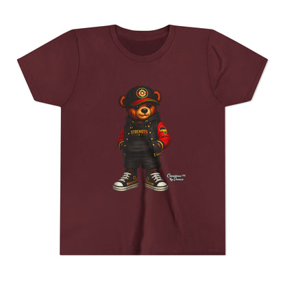 Kids Teddy Bear Streetwear Tee — 'Strength' Graphic Youth T-Shirt