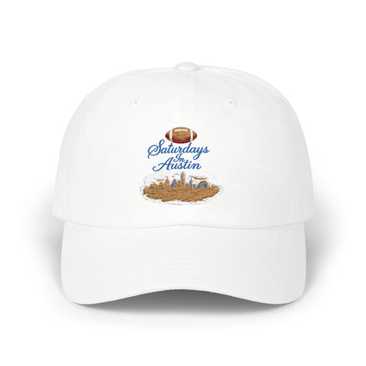 Dad Cap — "Saturdays in Austin" Football Skyline Embroidered Hat