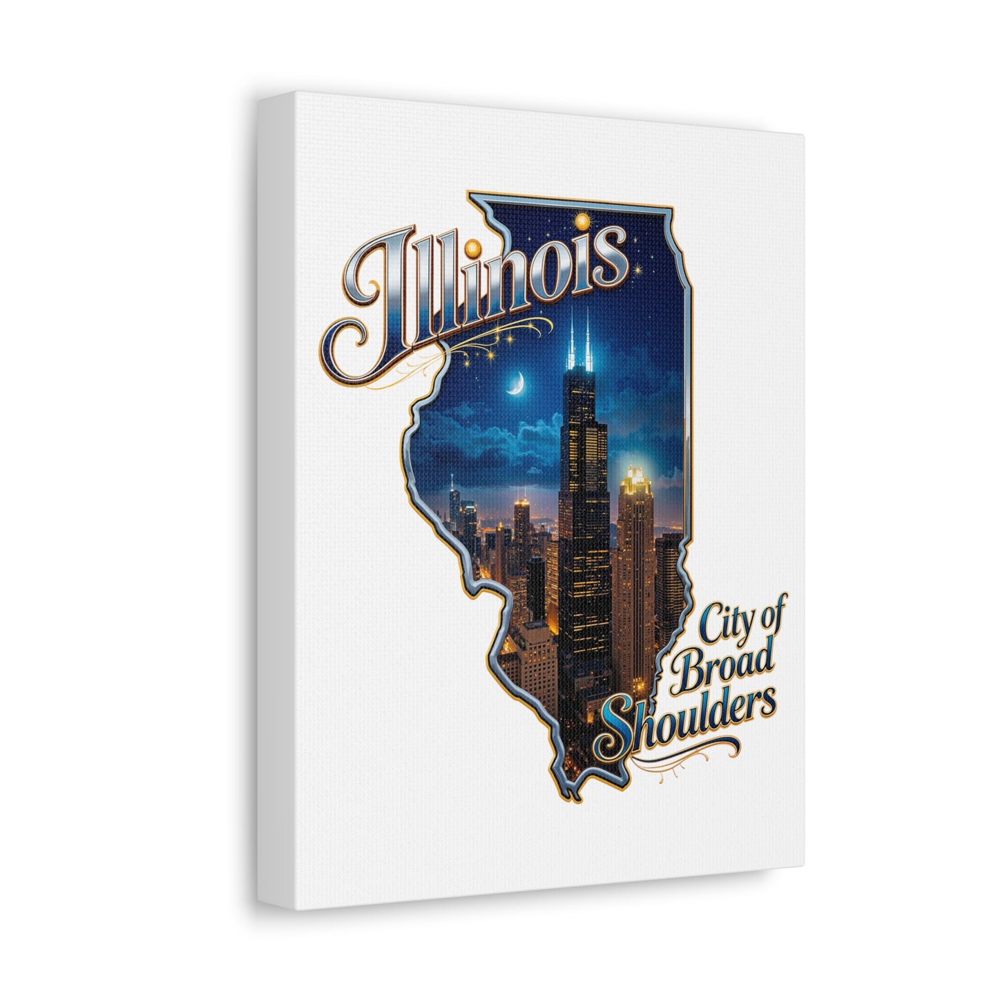 Illinois Canvas Wall Art — "City of Broad Shoulders" Chicago Skyline Stretched Canvas
