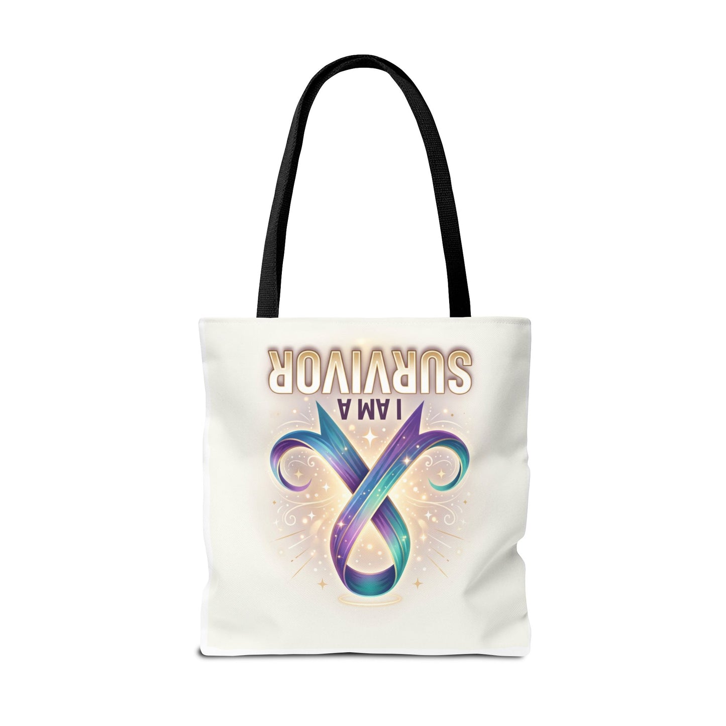 Survivor Ribbon Tote Bag - "I Am a Survivor" Awareness Reusable Shopper