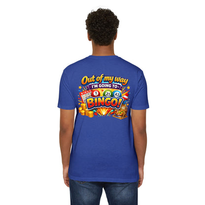 Bingo Enthusiast T-Shirt — "Out of My Way I'm Going to Bingo!" Graphic Tee