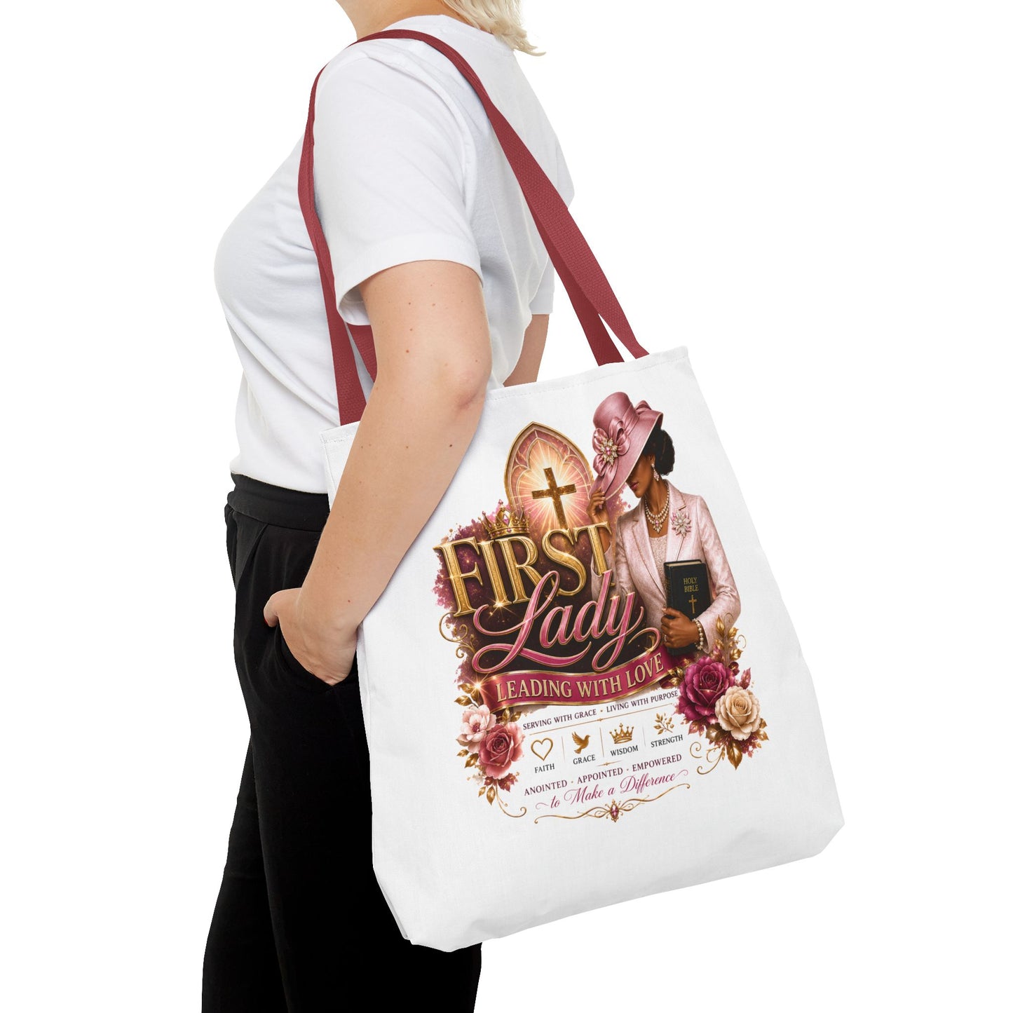 First Lady Tote Bag — Faithful Church Lady Floral Churchgoing Purse