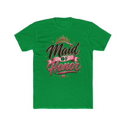 Maid of Honor T-Shirt — Bridal Party Tee with Crown & Pink Ribbon Design
